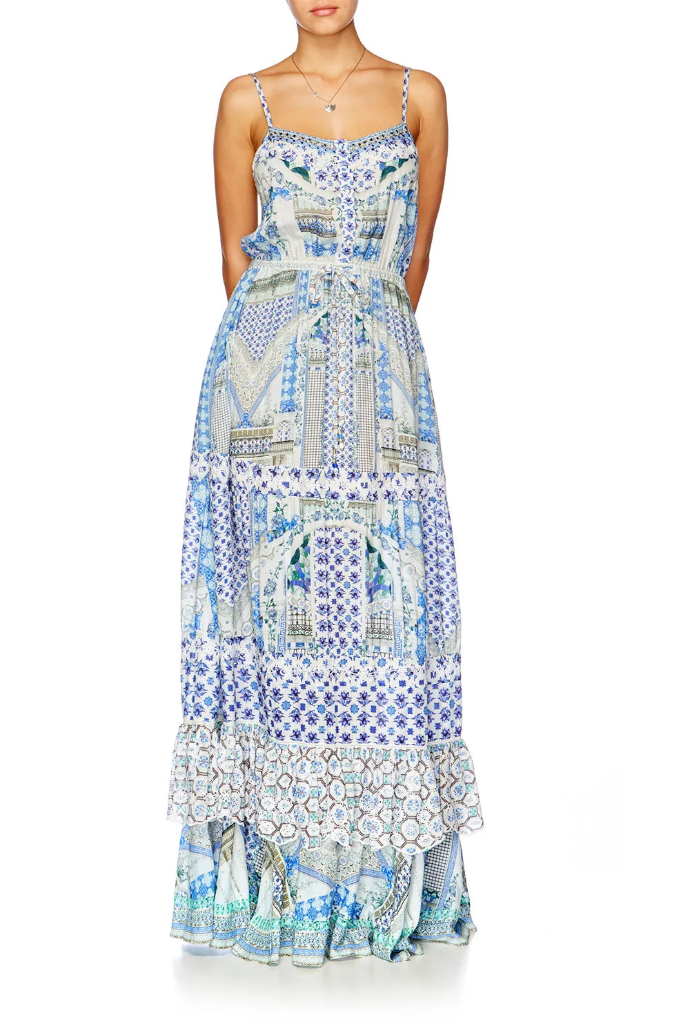 TIERED FRILL HEM LONG DRESS SALVADOR SUMMER
